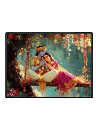 Lord RadhaKrishna Laminated Photo - 7x9 Inches, Divine Blessings For Home & Office And Temple Decoration (F16086)