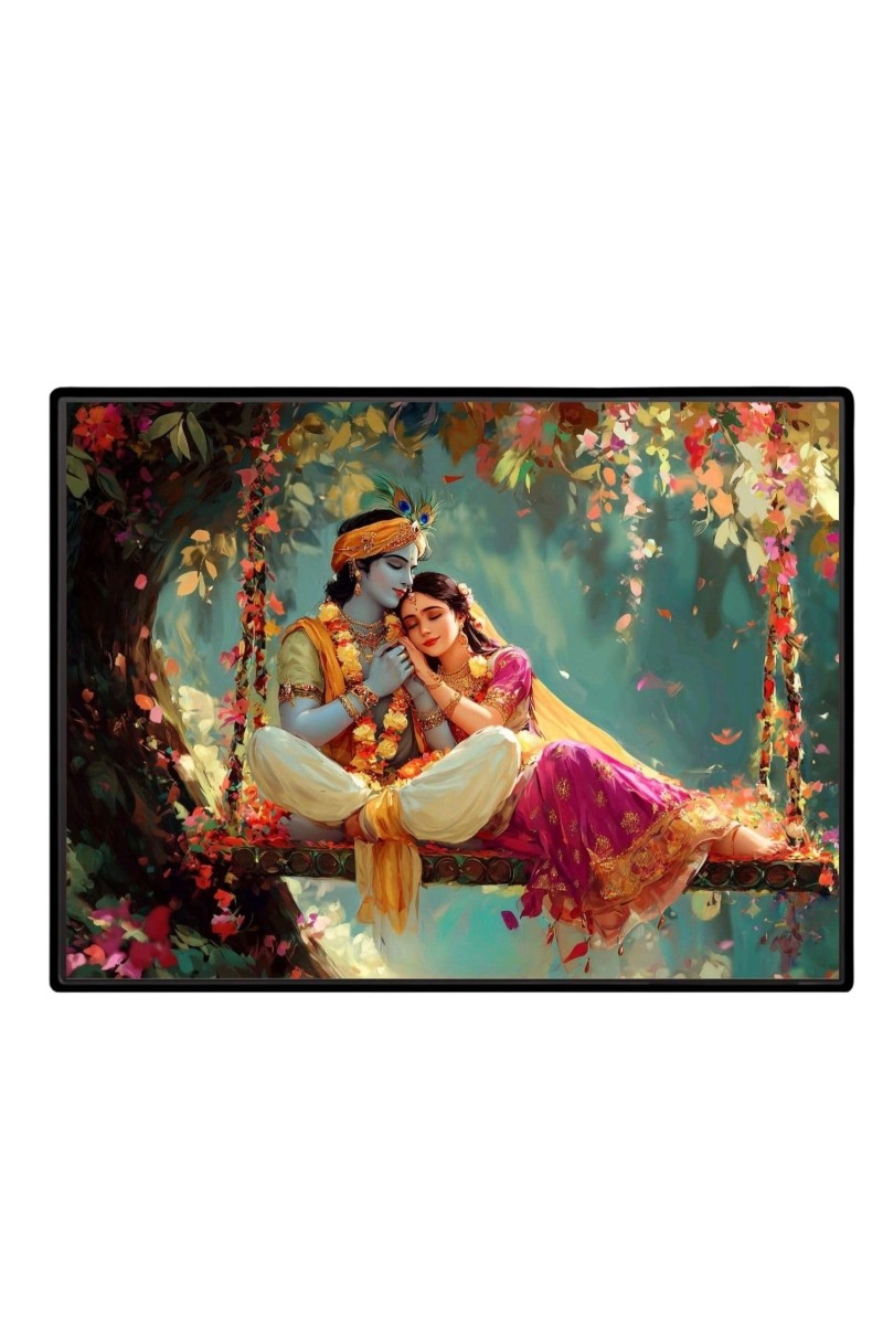 Lord RadhaKrishna Laminated Photo - 7x9 Inches, Divine Blessings For Home & Office And Temple Decoration (F16086)
