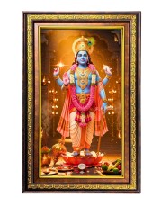 Lord Vishnu Digital Golden Balck Color Photo Frame | Hindu Religious Wall Decor | 12x18 Inches - Inspirational Wall Art For Office, Home Decor - Ideal Spiritual Gift (F16806)