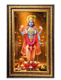 Lord Vishnu Digital Golden Balck Color Photo Frame | Hindu Religious Wall Decor | 18x24 Inches - Inspirational Wall Art For Office, Home Decor - Ideal Spiritual Gift (F16806)