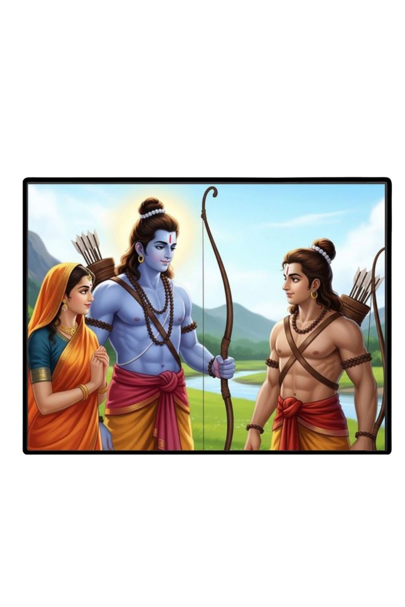 Lord RamSita,Lakshmana Laminated Photo - 7x9 Inches, Divine Blessings For Home & Office And Temple Decoration (F16048)