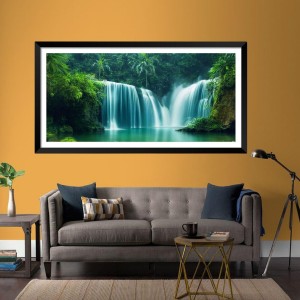 Nature Landscape Floating Frame Scenery Digital Print - (I5871) - 12x24 inch Modern Nature Wall Art for Living Room, Bedroom, Office, Hotels, Drawing Room