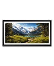 Nature Landscape Floating Frame Scenery Digital Print - (I5836) - 12x24 inch Modern Nature Wall Art for Living Room, Bedroom, Office, Hotels, Drawing Room
