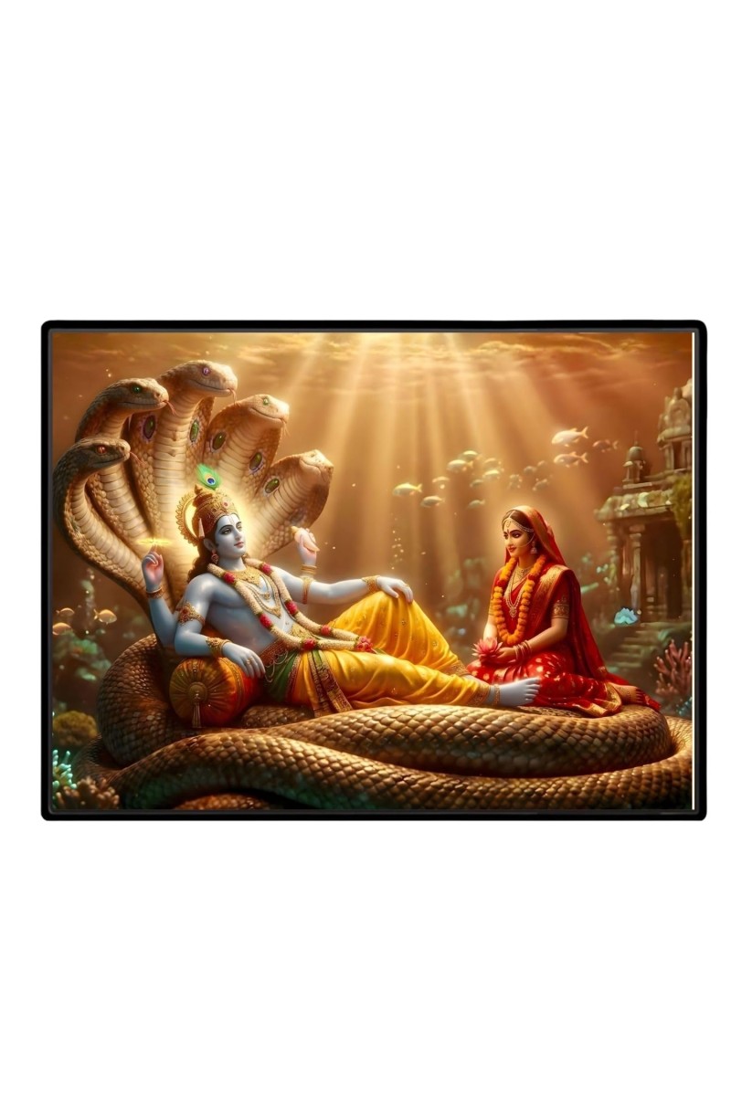 Lord Vishnu Laminated Photo - 7x9 Inches, Divine Blessings For Home & Office And Temple Decoration (F16090)