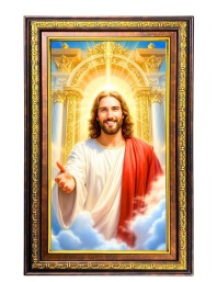 Lord Jesus Digital Golden Balck Color Photo Frame | Hindu Religious Wall Decor | 12x18 Inches - Inspirational Wall Art For Office, Home Decor - Ideal Spiritual Gift (F16730)