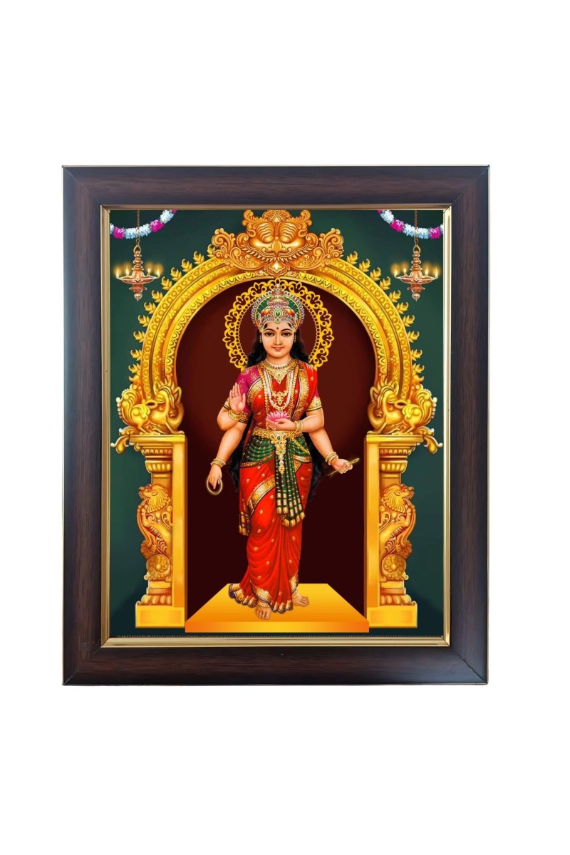 Hitech Sales Devi Kanyakumari Photo Frame for Pooja Room, Temple Decor, Home Decoration and Gift (Wall and Tabletop, Rectangular, Polystyrene Frame, Printed Photo, 24 x 29 cm, Black)