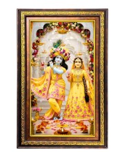 Radha Krishna Digital Golden Balck Color Photo Frame | Hindu Religious Wall Decor | 18x24 Inches - Inspirational Wall Art For Office, Home Decor - Ideal Spiritual Gift (F16697)