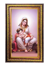 Lord Gabnesha And Parvathi Digital Golden Balck Color Photo Frame | Hindu Religious Wall Decor | 10x16 Inches - Inspirational Wall Art For Office, Home Decor - Ideal Spiritual Gift (F16466)