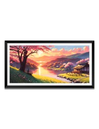 Nature Landscape Floating Frame Scenery Digital Print - (I5655) - 24x36 inch Modern Nature Wall Art for Living Room, Bedroom, Office, Hotels, Drawing Room