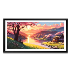Nature Landscape Floating Frame Scenery Digital Print - (I5655) - 24x36 inch Modern Nature Wall Art for Living Room, Bedroom, Office, Hotels, Drawing Room