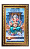 Lord Ganesha Digital Golden Balck Color Photo Frame | Hindu Religious Wall Decor | 10x16 Inches - Inspirational Wall Art For Office, Home Decor - Ideal Spiritual Gift (F16809)