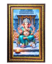 Lord Ganesha Digital Golden Balck Color Photo Frame | Hindu Religious Wall Decor | 10x16 Inches - Inspirational Wall Art For Office, Home Decor - Ideal Spiritual Gift (F16809)