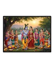 Lord RadhaKrishna Laminated Photo - 9x11 Inches, Divine Blessings For Home & Office And Temple Decoration (F16100)