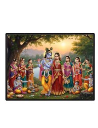 Lord RadhaKrishna Laminated Photo - 7x9 Inches, Divine Blessings For Home & Office And Temple Decoration (F16100)