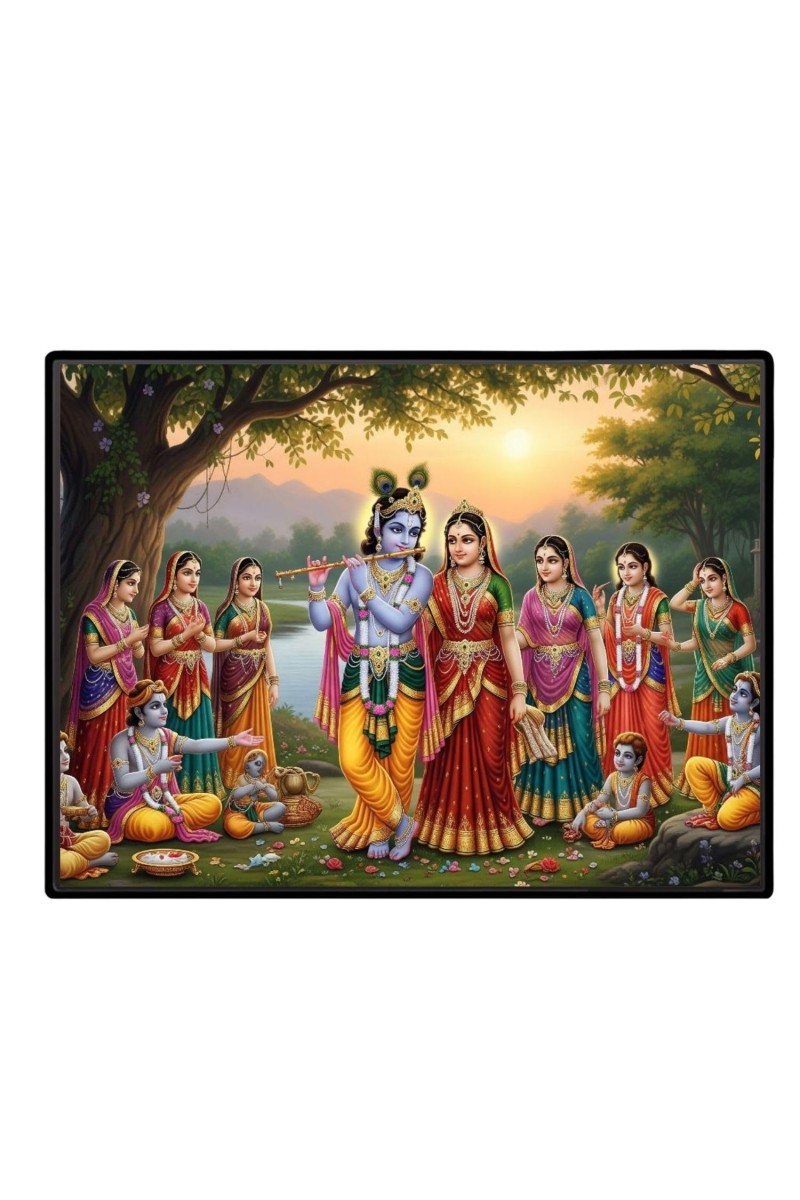 Lord RadhaKrishna Laminated Photo - 5x7 Inches, Divine Blessings For Home & Office And Temple Decoration (F16100)