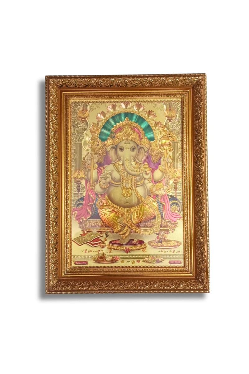 Hi Tech Sales Lord Ganesha Golden Framed Divine Wall Art for Home and Office Décor Spiritual Gift Item (Pack of 1)