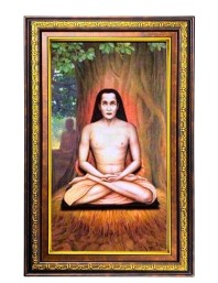 Mahavatar Babaji Maharaj Digital Golden Balck Color Photo Frame | Hindu Religious Wall Decor | 16x22 Inches - Inspirational Wall Art For Office, Home Decor - Ideal Spiritual Gift (F16935)