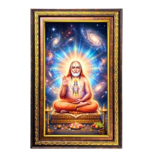 Raghavendra Swami Digital Golden Balck Color Photo Frame | Hindu Religious Wall Decor | 10x16 Inches - Inspirational Wall Art For Office, Home Decor - Ideal Spiritual Gift (F16951)