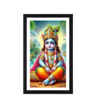 Lord Krishna one Colored Photo Frame |Divine Wall Art| Ideal for Home or Office Decor or puja room | Devotional wall art