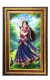 Lord Radha Digital Golden Balck Color Photo Frame | Hindu Religious Wall Decor | 14x20 Inches - Inspirational Wall Art For Office, Home Decor - Ideal Spiritual Gift (F16820)