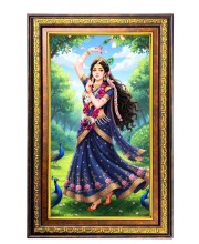 Lord Radha Digital Golden Balck Color Photo Frame | Hindu Religious Wall Decor | 10x16 Inches - Inspirational Wall Art For Office, Home Decor - Ideal Spiritual Gift (F16820)