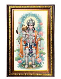 Lord Hanuman Digital Golden Balck Color Photo Frame | Hindu Religious Wall Decor | 14x20 Inches - Inspirational Wall Art For Office, Home Decor - Ideal Spiritual Gift (F16487)
