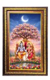 Lord Shiva Parvathi Digital Golden Balck Color Photo Frame | Hindu Religious Wall Decor | 16x22 Inches - Inspirational Wall Art For Office, Home Decor - Ideal Spiritual Gift (F16723)