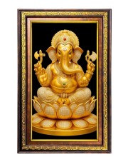 Lord Ganesha Digital Golden Balck Color Photo Frame | Hindu Religious Wall Decor | 10x16 Inches - Inspirational Wall Art For Office, Home Decor - Ideal Spiritual Gift (F16660)