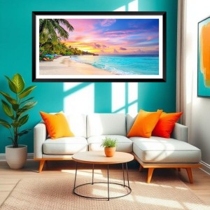 Nature Landscape Floating Frame Scenery Digital Print - (I5708) - 12x24 inch Modern Nature Wall Art for Living Room, Bedroom, Office, Hotels, Drawing Room
