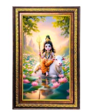 Lord Little Shiva Digital Golden Balck Color Photo Frame | Hindu Religious Wall Decor | 10x16 Inches - Inspirational Wall Art For Office, Home Decor - Ideal Spiritual Gift (F16692)