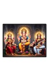 Lord Ganesha Maa Laxmi Saraswati Laminated Photo - 7x9 Inches, Divine Blessings For Home & Office And Temple Decoration (F16146)
