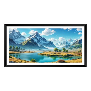 Nature Landscape Floating Frame Scenery Digital Print - (I5881) - 18x36 inch Modern Nature Wall Art for Living Room, Bedroom, Office, Hotels, Drawing Room