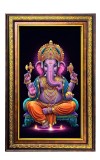 Lord Ganesha Digital Golden Balck Color Photo Frame | Hindu Religious Wall Decor | 10x16 Inches - Inspirational Wall Art For Office, Home Decor - Ideal Spiritual Gift (F16492)