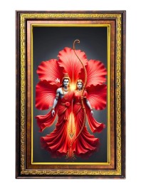 Lord Rama Sita Digital Golden Balck Color Photo Frame | Hindu Religious Wall Decor | 10x16 Inches - Inspirational Wall Art For Office, Home Decor - Ideal Spiritual Gift (F16709)