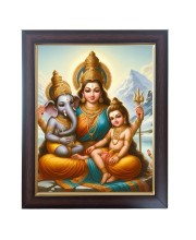 Hitech Sales Durga Mata with Ganesha And Kartika Photo Frame for Pooja Room, Temple Decor, Home Decoration and Gift