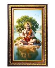 Lord Hanuman Digital Golden Balck Color Photo Frame | Hindu Religious Wall Decor | 10x16 Inches - Inspirational Wall Art For Office, Home Decor - Ideal Spiritual Gift (F16708)