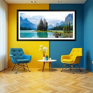 Nature Landscape Floating Frame Scenery Digital Print - (I5780) - 18x36 inch Modern Nature Wall Art for Living Room, Bedroom, Office, Hotels, Drawing Room
