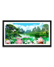 Nature Landscape Floating Frame Scenery Digital Print - (I5714) - 12x24 inch Modern Nature Wall Art for Living Room, Bedroom, Office, Hotels, Drawing Room