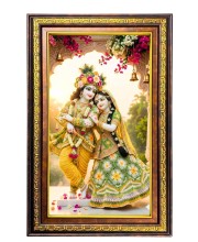 Radha Krishna Digital Golden Balck Color Photo Frame | Hindu Religious Wall Decor | 18x24 Inches - Inspirational Wall Art For Office, Home Decor - Ideal Spiritual Gift (F16719)