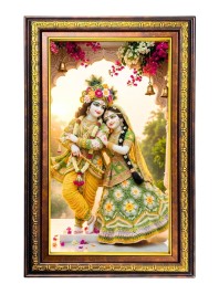 Radha Krishna Digital Golden Balck Color Photo Frame | Hindu Religious Wall Decor | 14x20 Inches - Inspirational Wall Art For Office, Home Decor - Ideal Spiritual Gift (F16719)