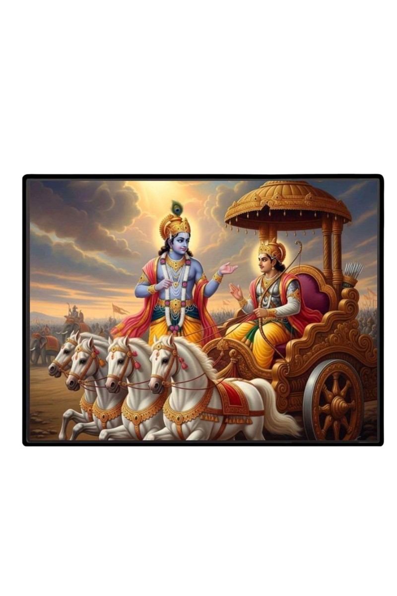 Lord Krishna Laminated Photo - 7x9 Inches, Divine Blessings For Home & Office And Temple Decoration (F16069)