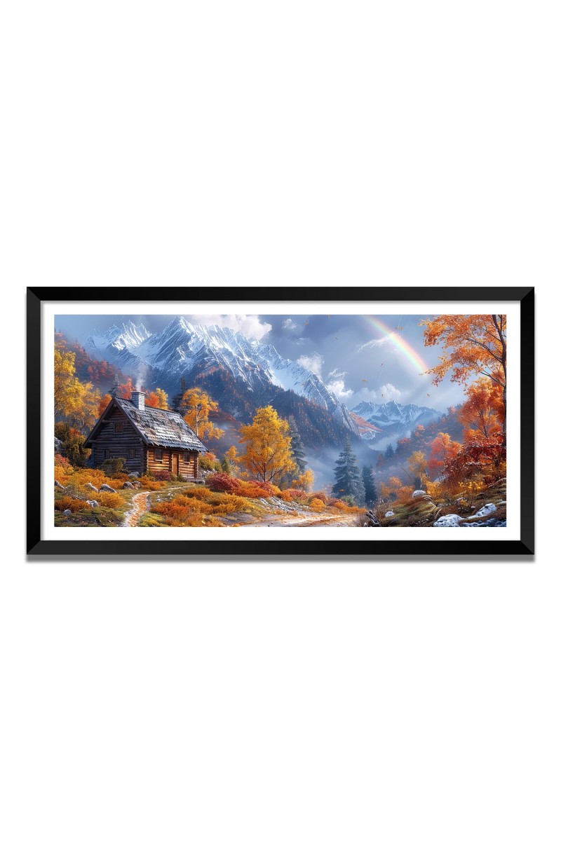 Nature Landscape Floating Frame Scenery Digital Print - (I5545) - 18x36 inch Modern Nature Wall Art for Living Room, Bedroom, Office, Hotels, Drawing Room