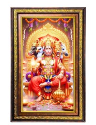 Lord Hanuman Digital Golden Balck Color Photo Frame | Hindu Religious Wall Decor | 16x22 Inches - Inspirational Wall Art For Office, Home Decor - Ideal Spiritual Gift (F16873)