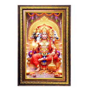 Lord Hanuman Digital Golden Balck Color Photo Frame | Hindu Religious Wall Decor | 16x22 Inches - Inspirational Wall Art For Office, Home Decor - Ideal Spiritual Gift (F16873)