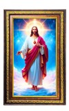 Lord Jesus Digital Golden Balck Color Photo Frame | Hindu Religious Wall Decor | 10x16 Inches - Inspirational Wall Art For Office, Home Decor - Ideal Spiritual Gift (F16759)