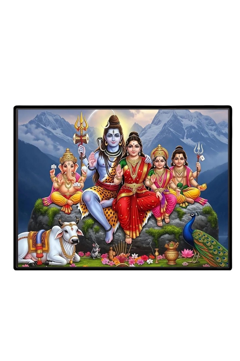 Lord Shankar Parvti Laminated Photo - 5x7 Inches, Divine Blessings For Home & Office And Temple Decoration (F16104)