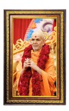 Devatwal Mahant Swami Maharaj Digital Golden Balck Color Photo Frame | Hindu Religious Wall Decor | 16x22 Inches - Inspirational Wall Art For Office, Home Decor - Ideal Spiritual Gift (F16527)