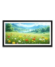 Nature Landscape Floating Frame Scenery Digital Print - (I5727) - 12x24 inch Modern Nature Wall Art for Living Room, Bedroom, Office, Hotels, Drawing Room