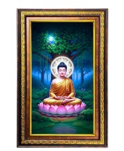 Lord Buddha Digital Golden Balck Color Photo Frame | Hindu Religious Wall Decor | 10x16 Inches - Inspirational Wall Art For Office, Home Decor - Ideal Spiritual Gift (F16840)