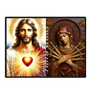 Jesus And Immaculate Heart Of Mary Laminated Photo - 7x9 Inches, Divine Blessings For Home & Office And Temple Decoration (F16193)